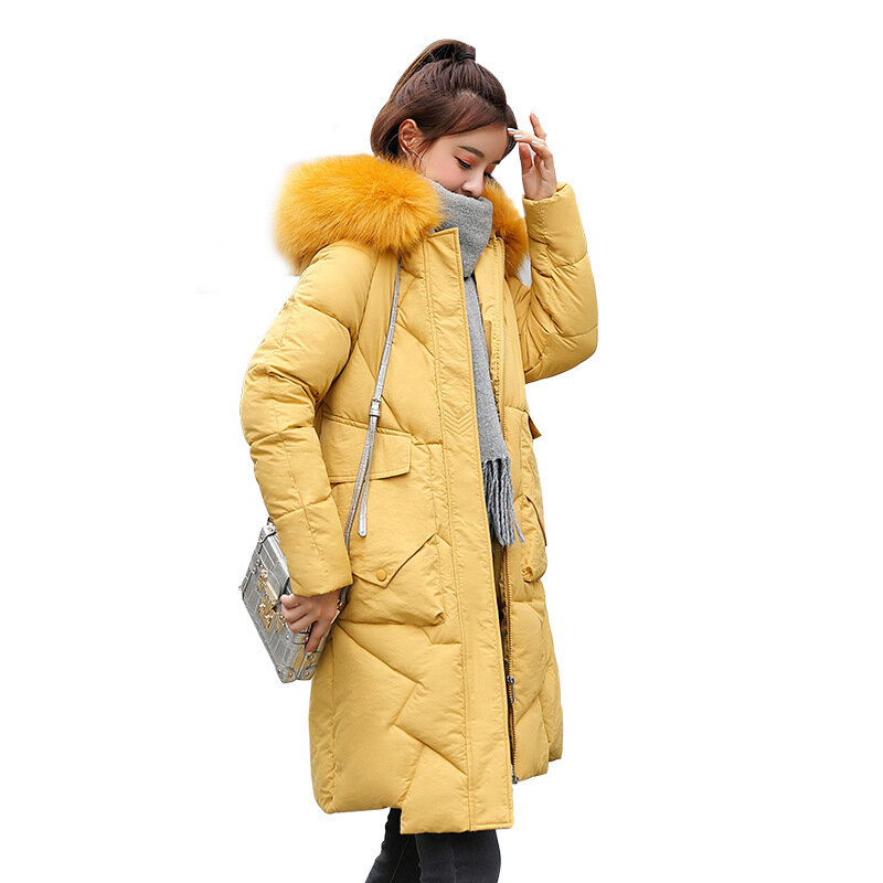 Płaszcz koreański ciepłe zimowe Parka z kapturem kurtka kobiety Abrigos Mujer Invierno 2020 cx72142902 YY1205