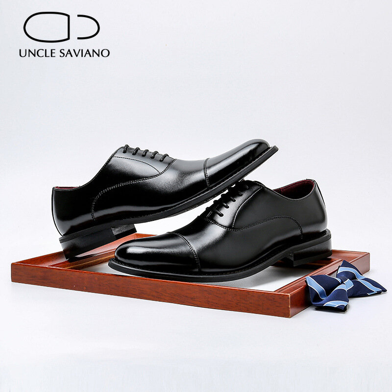 Paman Saviano Sepatu Bisnis Pria Gaun Pernikahan Oxford Sepatu Pria Formal Kulit Asli Hitam Desainer Asli Sepatu Pria Terbaik Kantor