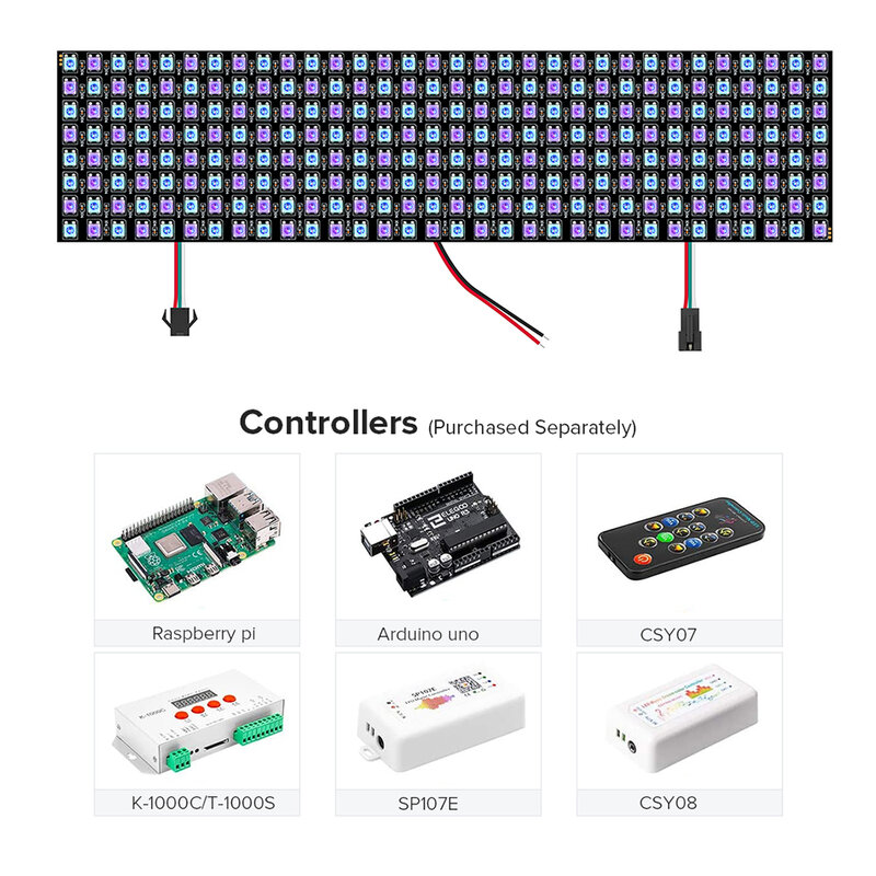 Panel de píxeles RGB Flexible WS2812B, módulo de matriz de pantalla Led WS2812 IC ECO direccionable individualmente DC5V, 1-10 piezas, 16x16, 8x32, 256Led