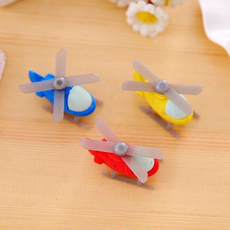 1pc Creative Eraser Cartoon Helicopter Modeling Erasers Student Stationery Supplies Wholesale Prizes for Kids  Rubber Eraser