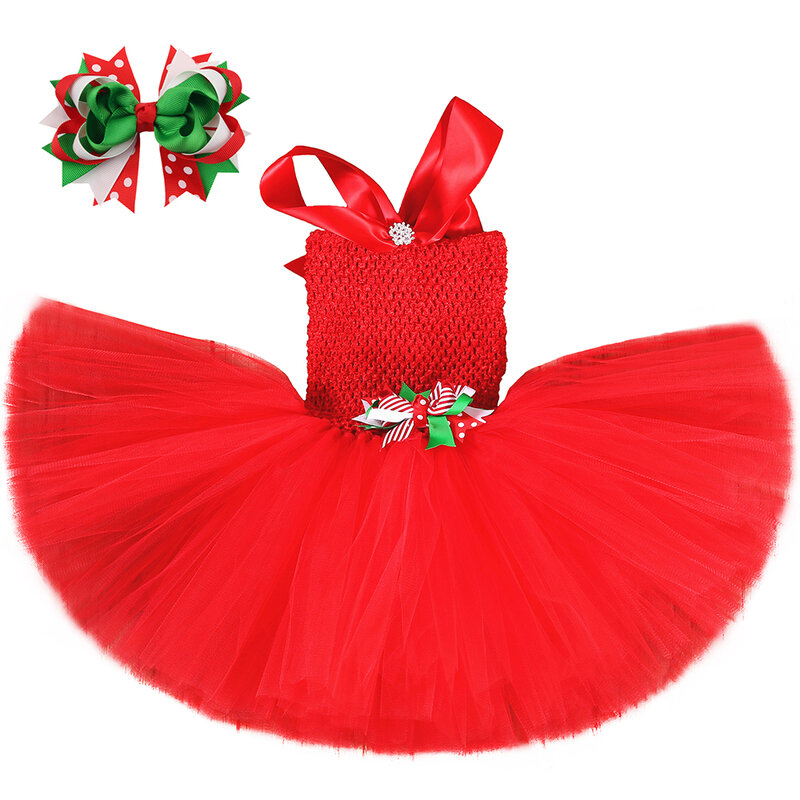 Conjunto de vestido de tutú de Navidad para niñas, traje rojo de elfo de Navidad, vestidos de fiesta de año nuevo