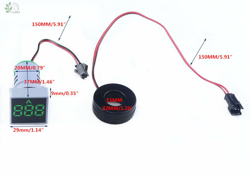 Voltímetro Digital LED para coche, indicador de voltaje de 22MM AC20-500V 0-100A, luz piloto, amperímetro, medidor de corriente