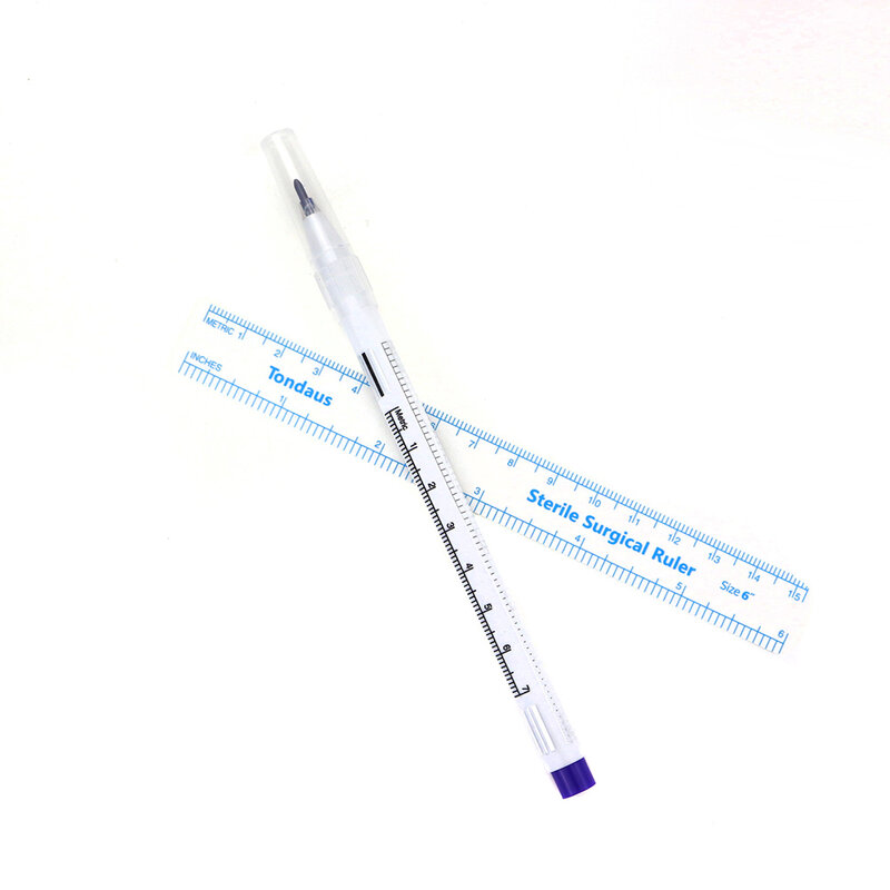 2 sztuk/zestaw medyczne chirurgiczne Scribe Pen brwi Piercing Marker sterylne chirurgiczne linijka permanentny tatuaż akcesoria kosmetyczne