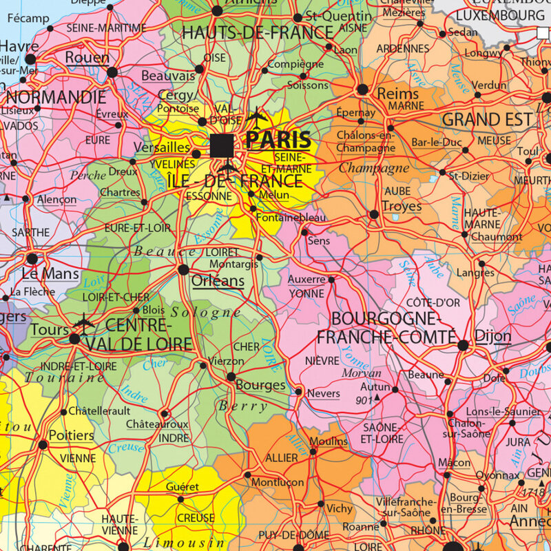A1 Размеры Франция транспортная карта настенный художественный постер картина Картина Гостиная украшения дома школьные принадлежности на французском языке
