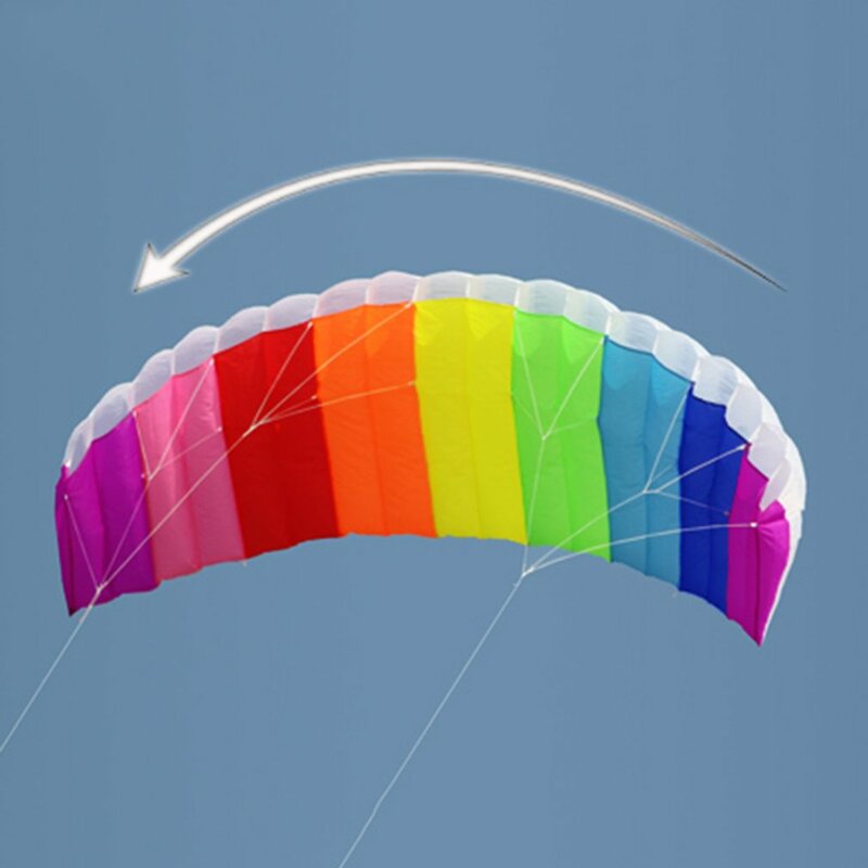 2m Rainbow Dual Line Kitesurfing Stunt Parachute Soft Parafoil Surfing Kite Sport Kite Outdoor Activity Beach Flying Kite