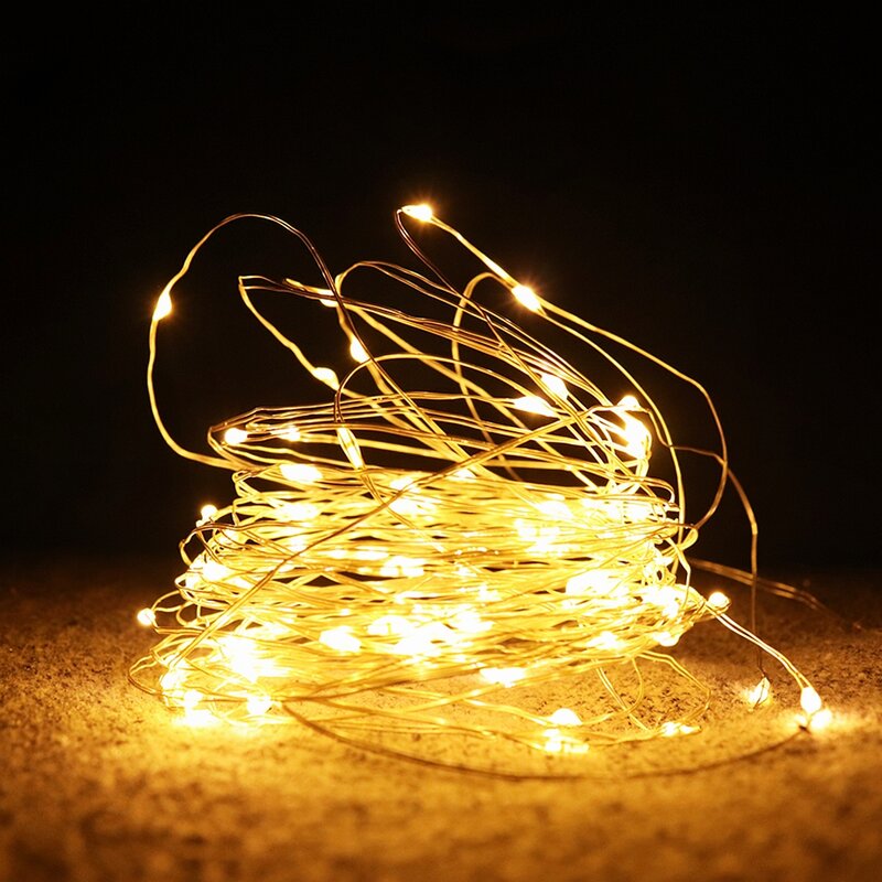 1-10M LED String ไฟทองแดงไฟ Fairy Light สำหรับคริสต์มาส Garland ห้องนอนในร่มโคมไฟตกแต่ง