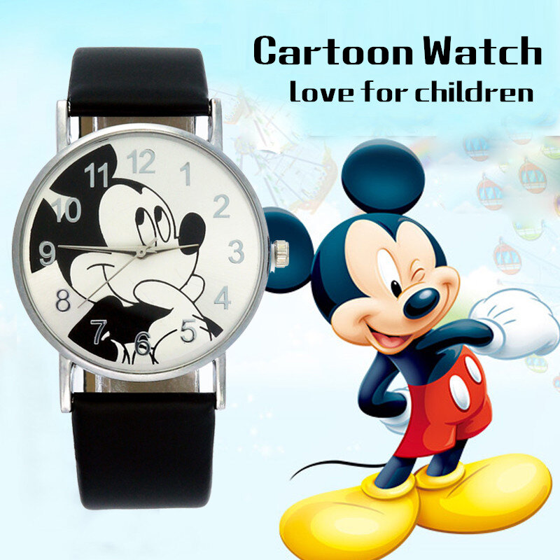Милые детские часы с Минни и Микки, детские часы с большим циферблатом, кварцевые наручные часы для мальчиков и девочек, Reloj Montre Enfant