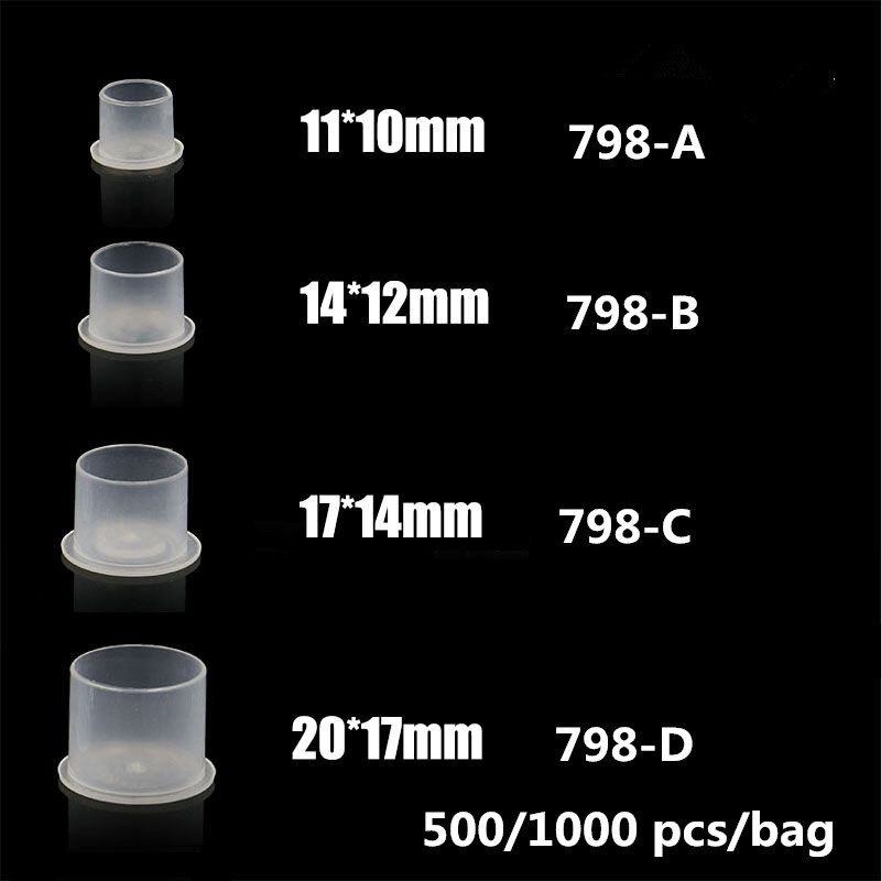 500/1000 PCS Disposable Microblading Steady Plastic Tattoo Ink Cups 4 sizes Permanent Makeup Pigment Clear Holder Container Cap