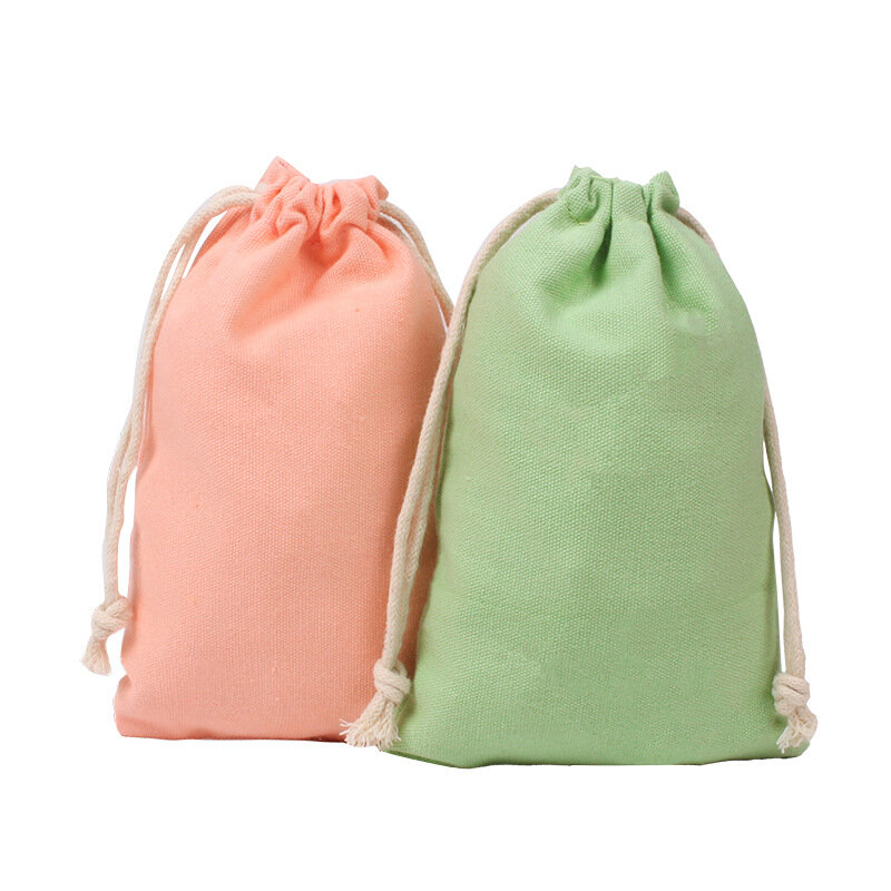 50 pçs/lote 10x15cm saco de compras tecido algodão portátil xadrez sacos de compras com cordão bolsas saco de armazenamento de viagem