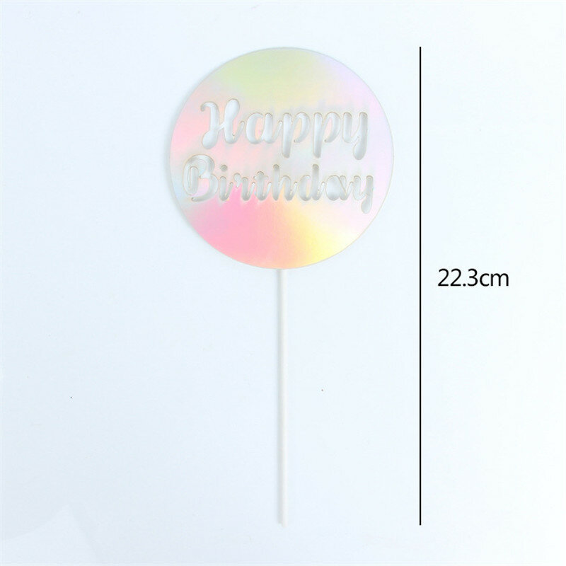 Cakelove 1pcs creative round laser hollow happy birthday cake topper cake decoration for baby shower kids birthday party favor