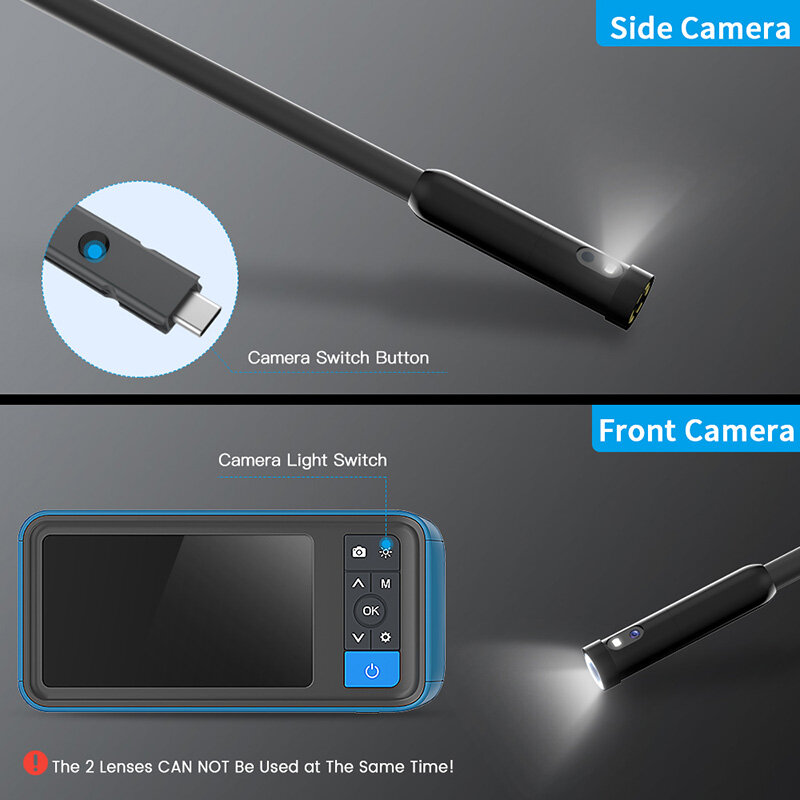 Камера-Эндоскоп MS450 с двойным объективом, 1080P, IPS-экран 4,5 дюйма, 8 мм