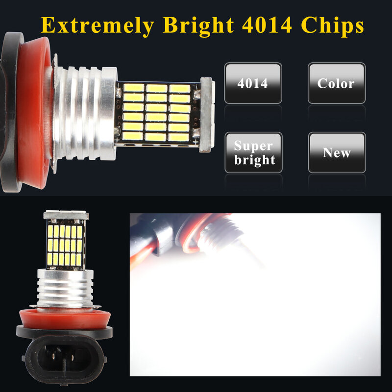 Lâmpadas do farol do carro Lâmpada LED, luzes de neblina automáticas, luz de corrida, H1, H3, H7, H11, H8, HB4, 9005, HB3, 4014 Chip, 1Pc