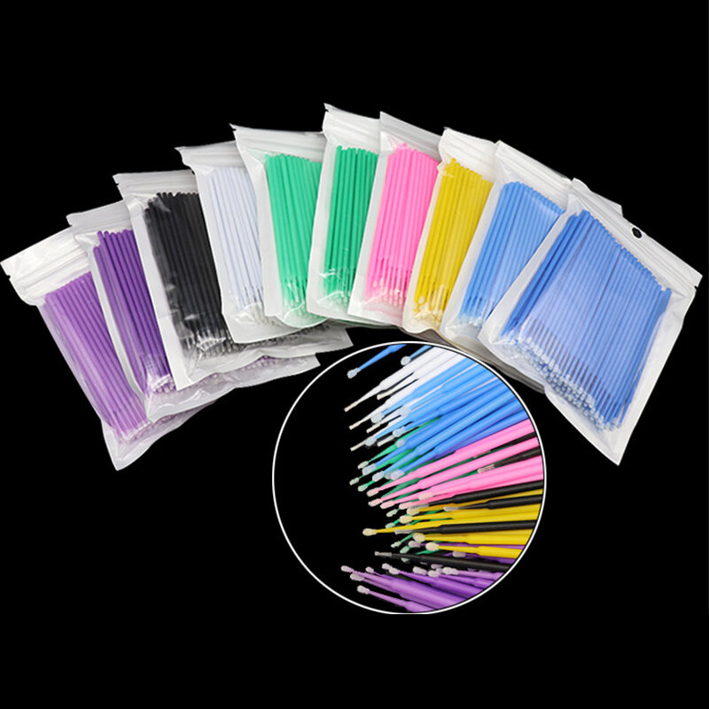 50/100PCS Disposable Cotton Swab Eyelash Brushes Extension Individual Lash Removing Lash Micro Brush For Eyelash Tools