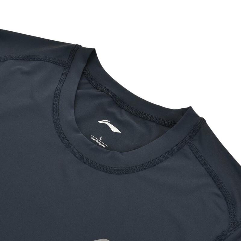 Мужская Тренировочная футболка Li-Ning, приталенный слой, быстросохнущая дышащая подкладка, спортивные топы AUDN015 MTS2712