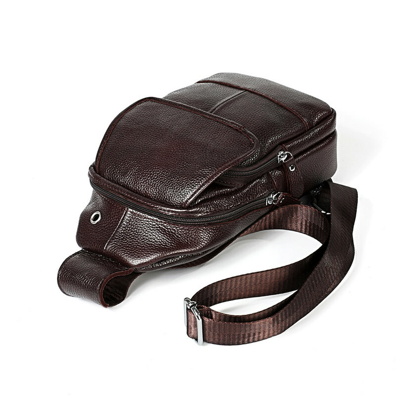 RETROGOO – sac à bandoulière en cuir véritable unisexe, Vintage, sac de poitrine de voyage à la mode, sac à bandoulière de luxe en cuir de vache pour hommes