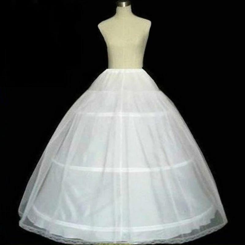 White 3 Hoops Petticoat Crinoline Slip Underskirt For Ball Gown Wedding Dress Bridal Gown