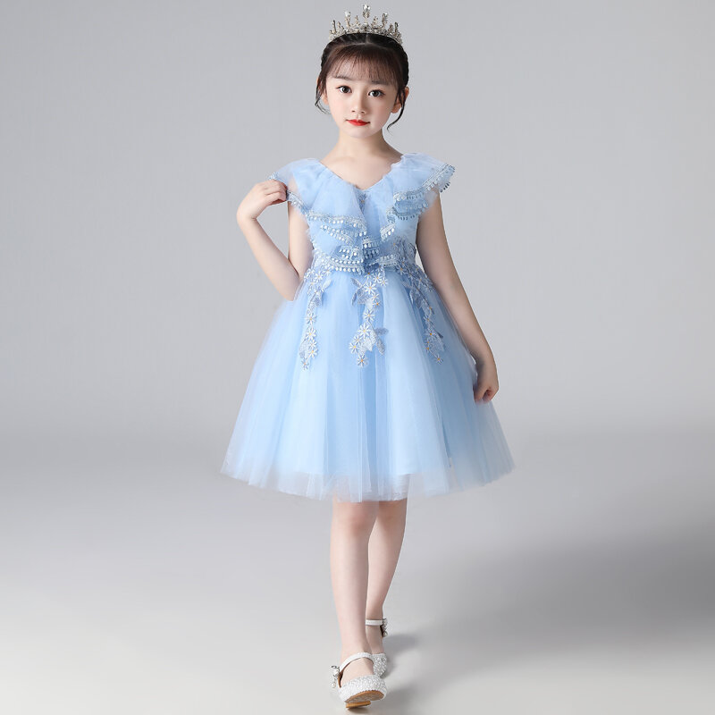 Gaun Bunga Putri Renda Bayi Kualitas Tinggi untuk Anak Perempuan Gaun Pesta Ulang Tahun Elegan Gaun Anak Perempuan Pakaian Anak Perempuan 4-14 Tahun