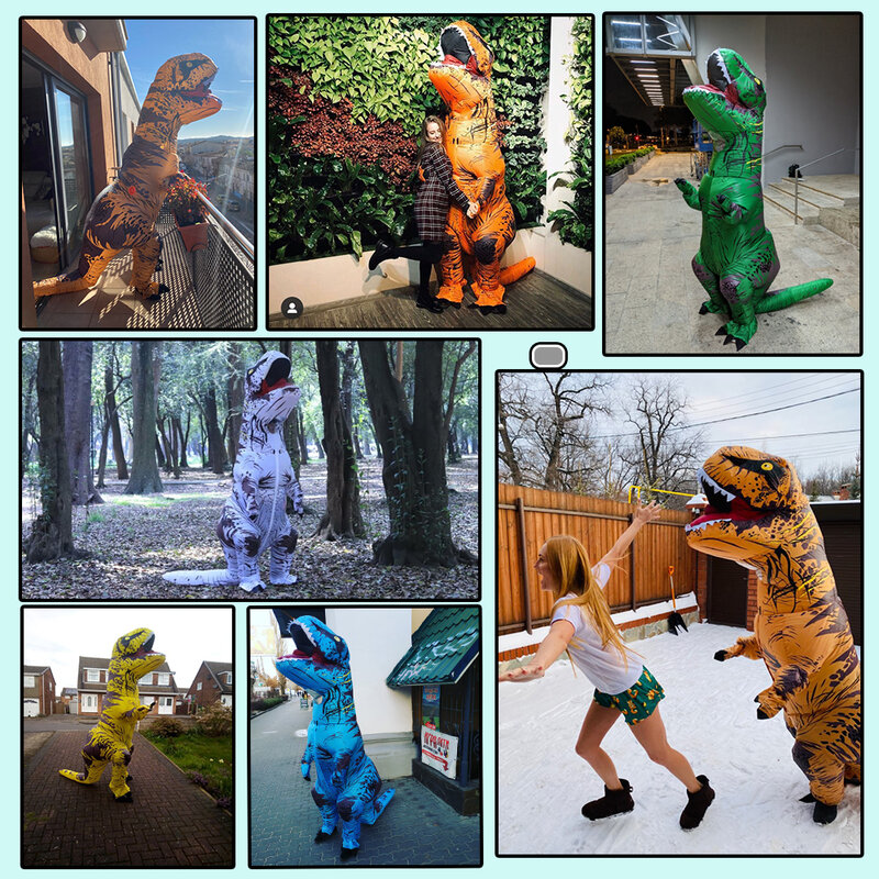 Kostum Dinosaurus Tiup T-rex Cosplay Anime Blowup Pesta Halloween Kostum untuk Wanita Pria Anak Dewasa Anak-anak Maskot
