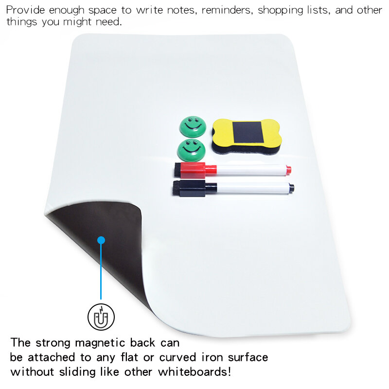 YIBAI-pizarra blanca magnética suave A4, tablero de mensajes familiares, imanes de nevera, borrado de dibujo y grabación de jabalí con regalo gratis