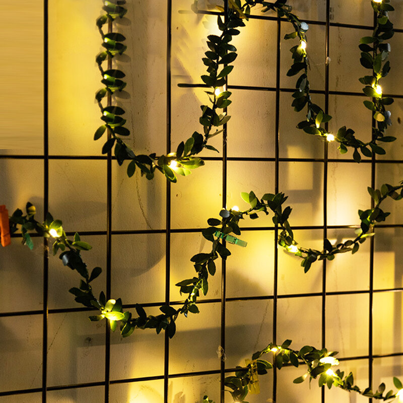 5MสีเขียวใบGarland StringไฟLEDทองแดงลวดประดิษฐ์Leaf Vineไฟสำหรับคริสต์มาสตกแต่งงานแต่งงานlight