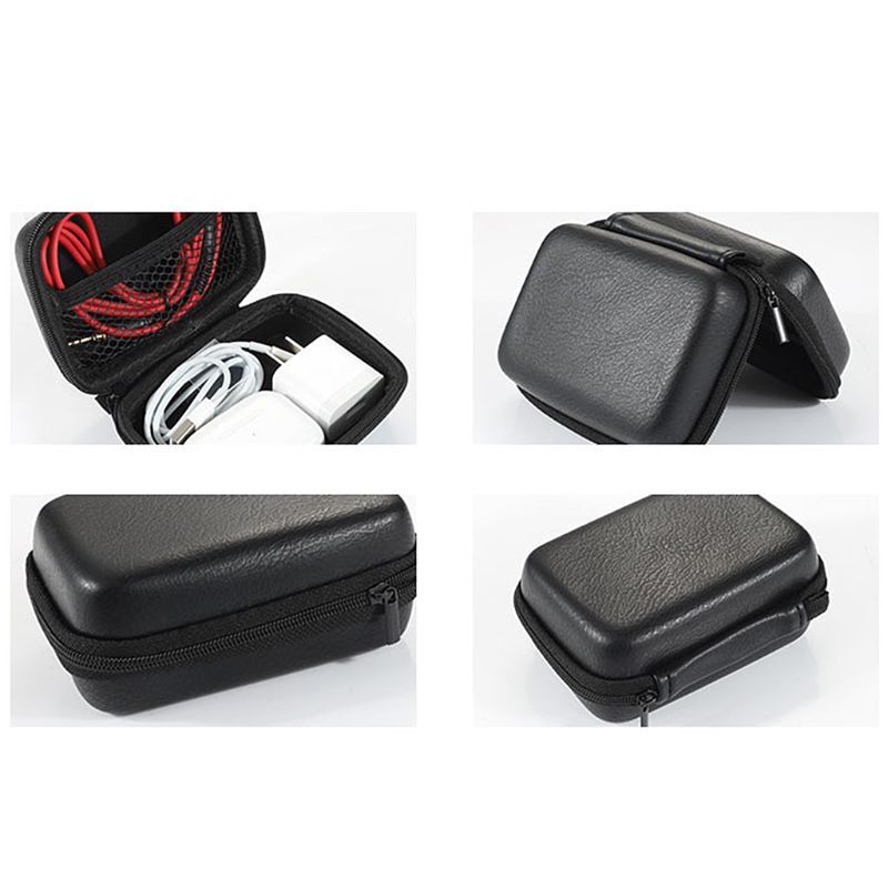 Portable USB Data Cable Organizer Leather Earphone Storage Bag Headphone Case Cover Protector Mini Zipper Hard Pouch Box