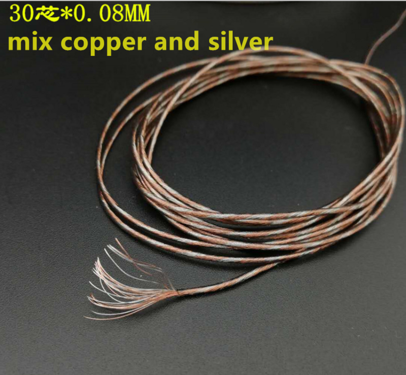 Fone de ouvido torcido 7n de fio único de cobre de cristal misturado de cobre linha de atualização od: 1.0mm 30 core * 0.08mm