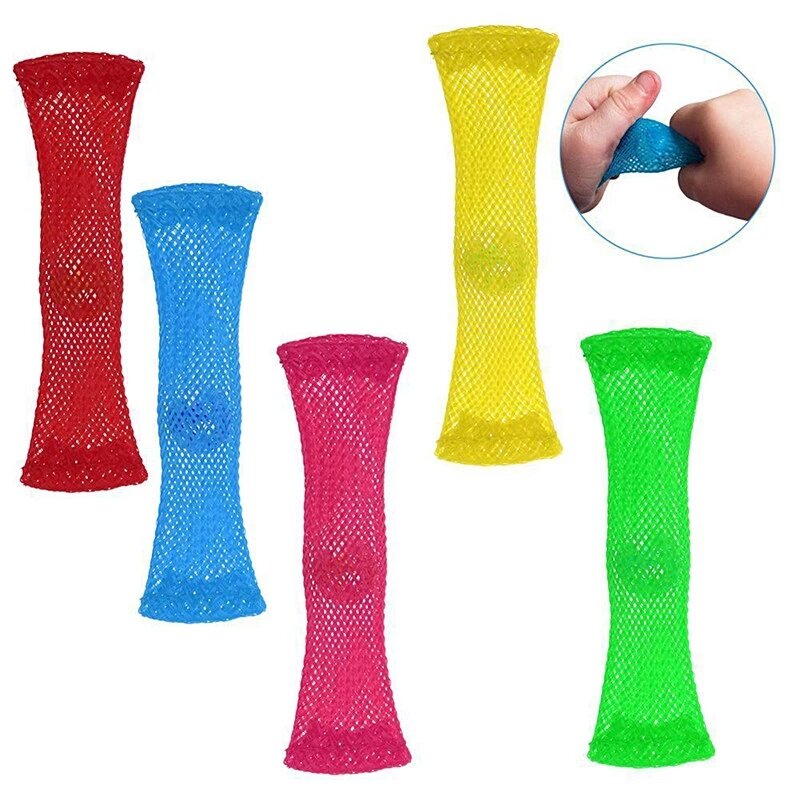 Woven Mesh Tube With Marbles Ball Autism ADHD Anxiety Therapy Toys Squeezing Vent EDC Stress Relief Hand Fidget Toy