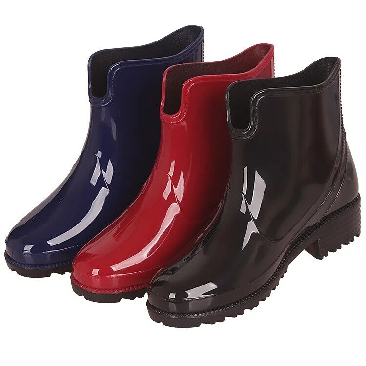 Bottes de pluie en caoutchouc pour femmes, chaussures imperméables, bande élastique, PVC, rinçage, chimelly, nouveau, 6639