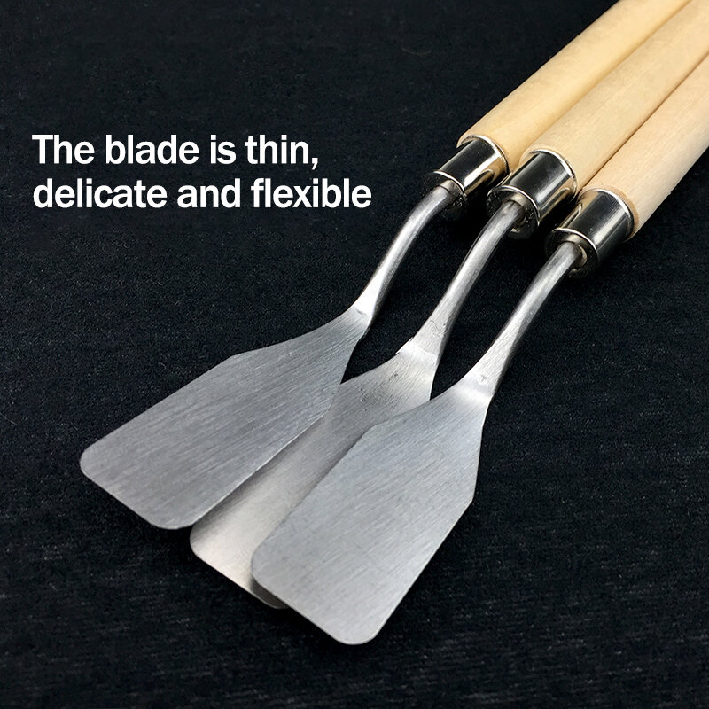 Log Ölgemälde Messer Palette Messer Edelstahl Palette Schaber Malerei Messer Klinge Anti Slip Leichte Schaber Werkzeuge