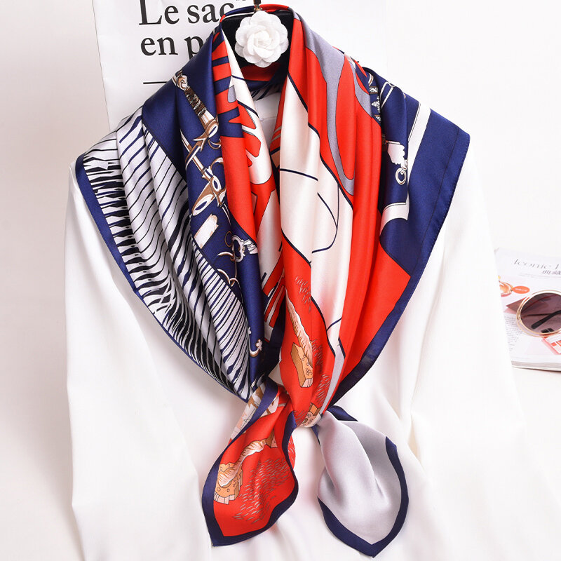 Foulards 100% soie Pure pour femmes, marque de luxe, 88x88cm, Bandana, carré, Hangzhou, véritable soie, 2021