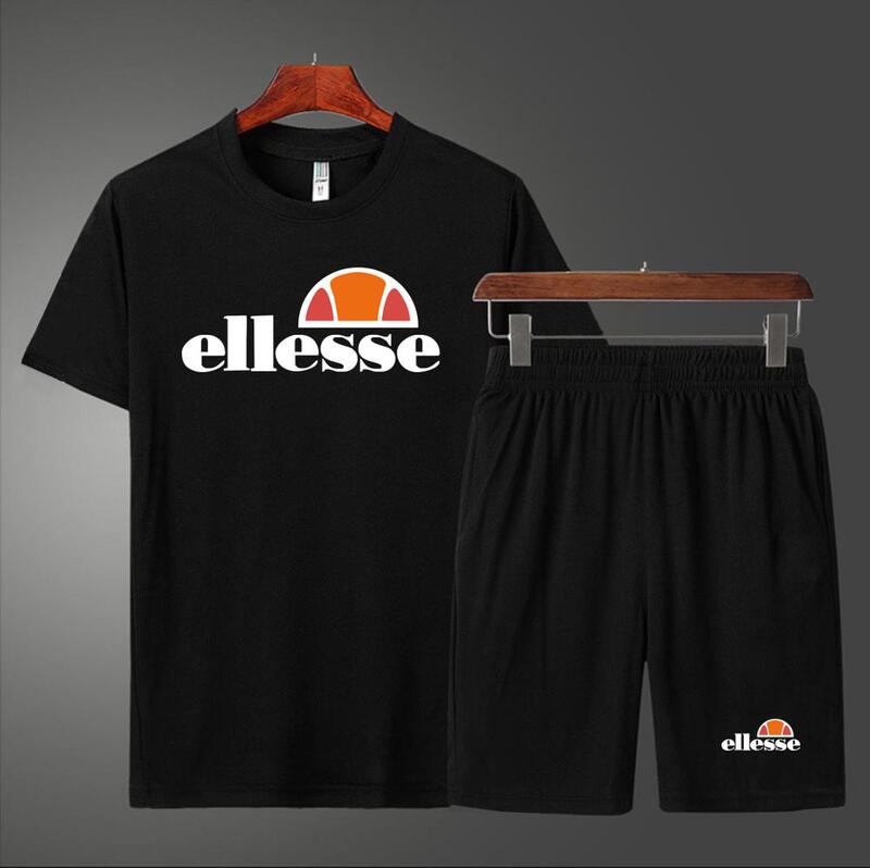 Conjunto duas peças camiseta masculina, camiseta manga curta + shorts roupa esportiva para homens verão 2020 conjuntos de shorts