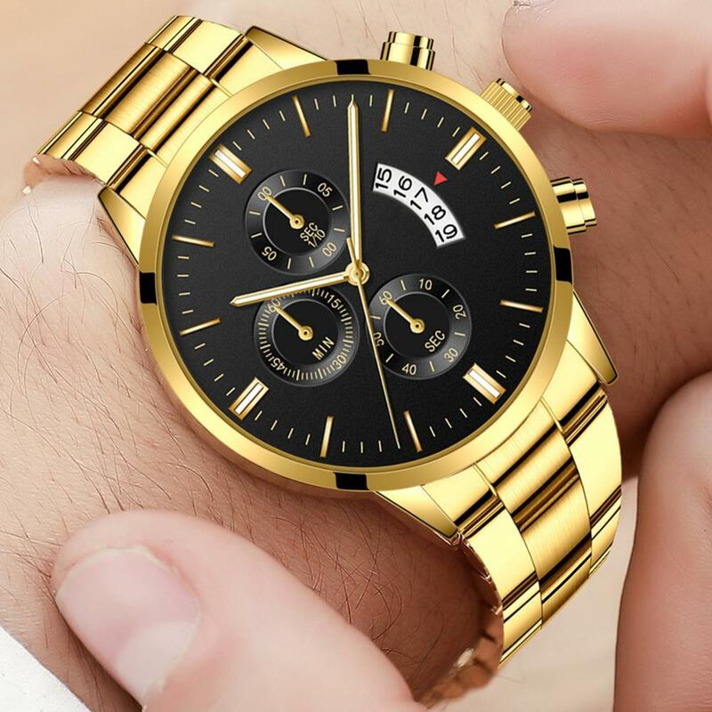 Relógio de pulso analógico com data quartz, relógio masculino com pulseira de aço