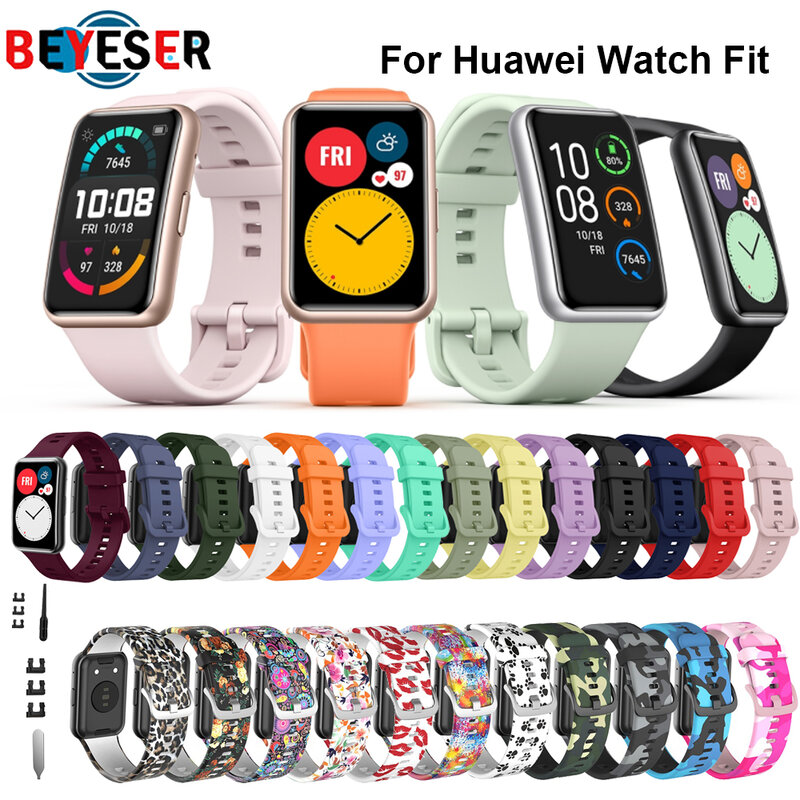 Ремешок силиконовый для Huawei Watch FIT, сменный Браслет для смарт-часов, аксессуары для наручных часов huawei watch fit 2021