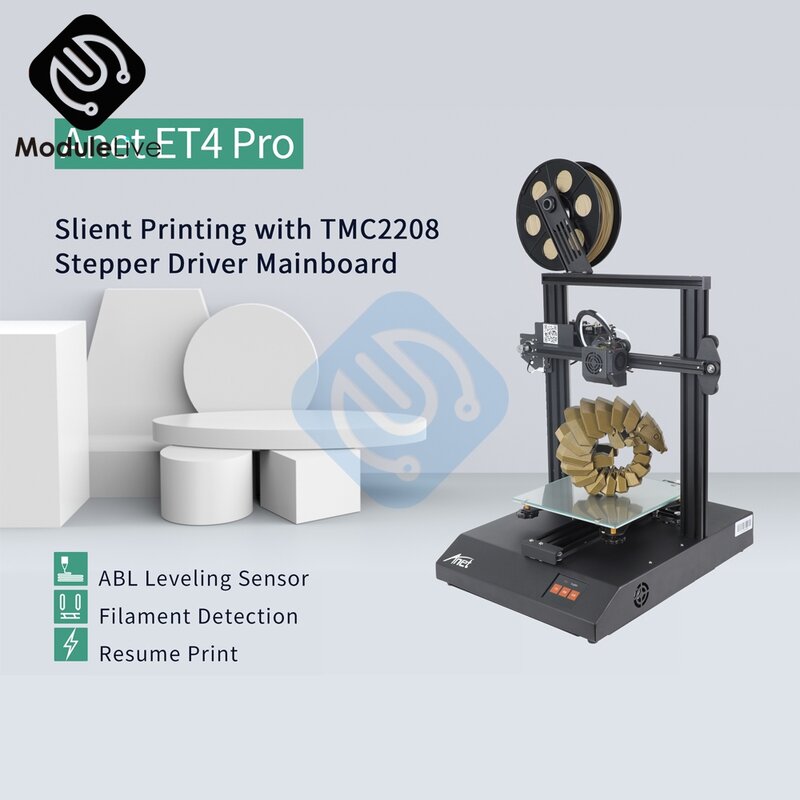 Presisi Tinggi 3D Printer DIY Anet ET4 PRO KITBlack 2.8 Inci LCD Tampilan Slient Printing dengan TMC2208 Stepper Driver Mainboard