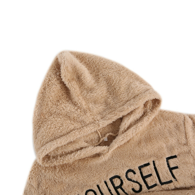 ฤดูใบไม้ร่วงฤดูหนาวMen Warm Plush Fleece Hoodieเสื้อลำลองแขนยาวพิมพ์Hooded Pulloverด้านบนพร้อมกระเป๋าKangaroo
