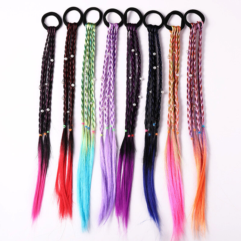 Kids Girls Elastic Hair Band Rubber Band Hair Accessories Wig Ponytail Holder Hair Ring Twist Braid Rope Headdress Hair Braider
