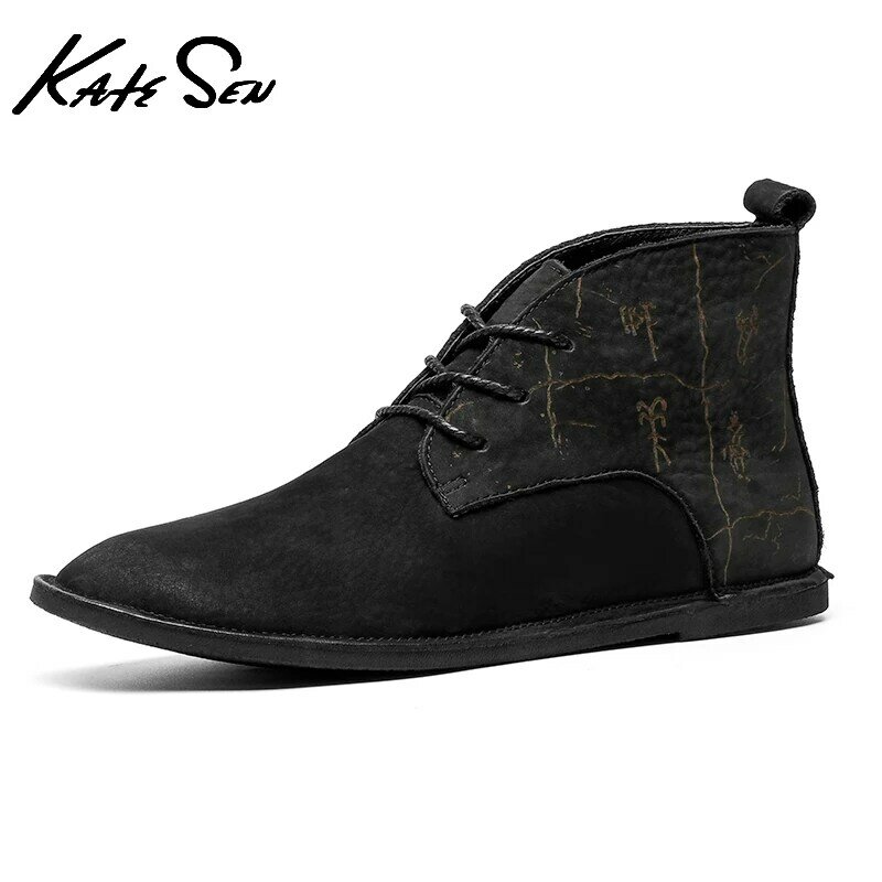 Winter Men's Genuine Leather Boots 2021 Fashion High-top Oxford Shoes Classic Retro Chelsea Boots Brand Lace-up Ankle Plus Size
