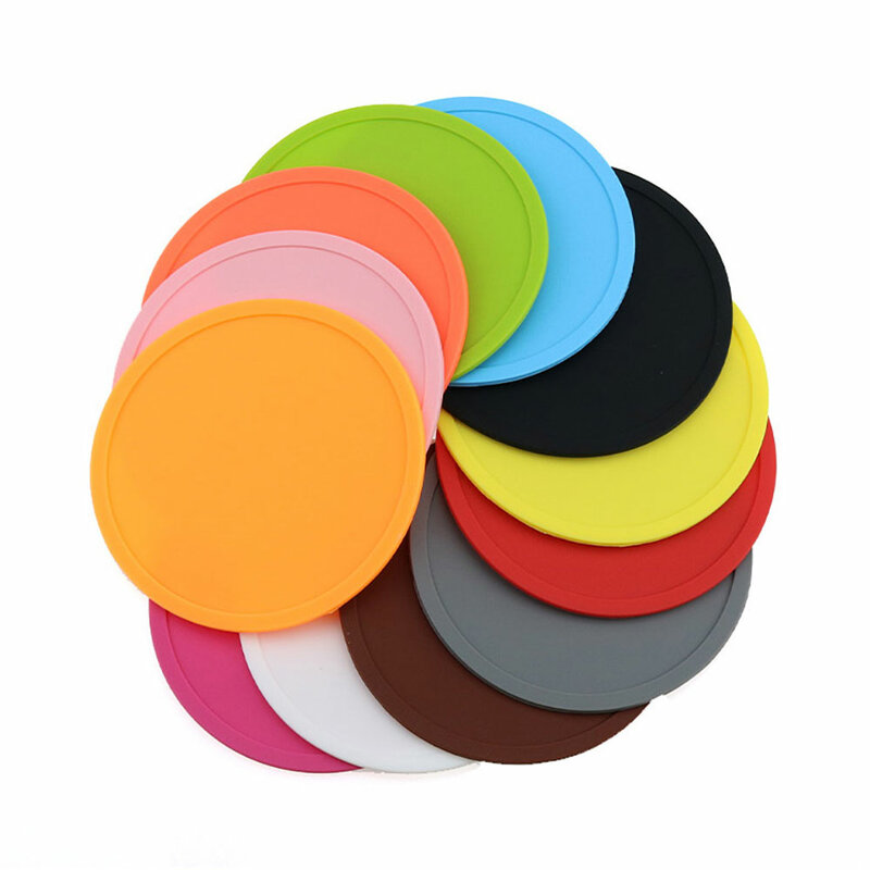 Dunia silikon 10/9cm alas meja warna permen coaster bulat coaster tahan air non-slip isolasi tatakan teh coaster bar