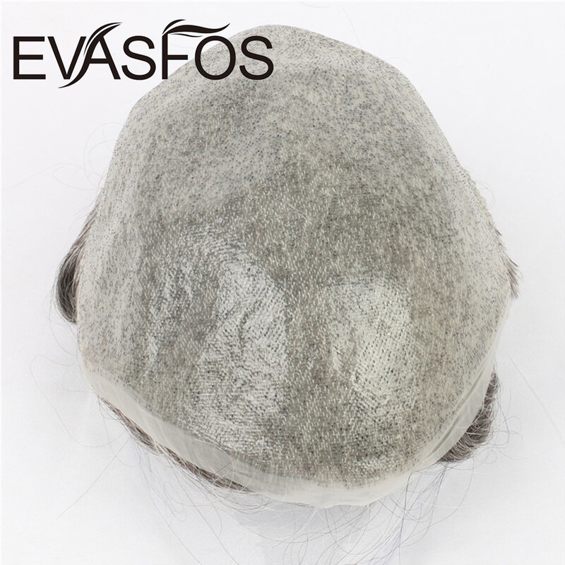EVASFOS Hair Pieces Men's Wig Indian Human Hair Toupee Men Full PU Hair Prosthesis Male Wig Hair System for Men Free shipping