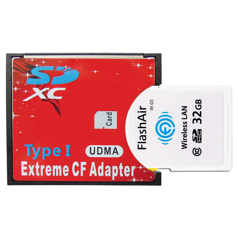 Original Extreme Wireless WiFi SDHC SDXC Card Slot to CF Type I Compact Flash Memory Card Adapter for SLR Camera Cards