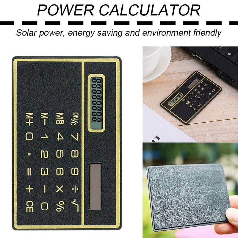 Solar Calculator 8-Digit Ultra-Thin Solar Calculator with Touch Screen Credit Card Design Mini Credit Card Size Portable