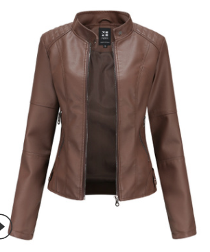 フェイクレザーpuジャケット女性春の秋のファッションオートバイのジャケットブラックフェイクレザーコートアウターコートホット
