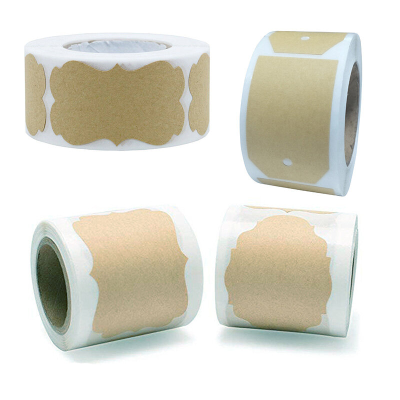 250Pcs/Roll Blanco Kraftpapier Label Diy Handgemaakte Bakken Seal Sticker Wedding Gift Tag Jar Kaars Glazen Fles briefpapier Sticker