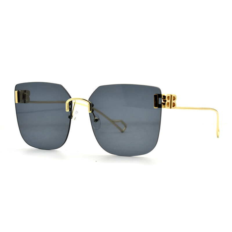 Vintage Marke Designer Sonnenbrille Frauen 2021 Mode Übergroßen Randlose Sonnenbrille Für Männer Retro Platz Shades Oculos UV400