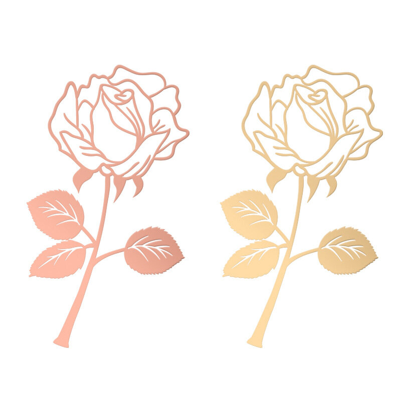1Pcs Rose ดอกไม้โลหะ Bookmark แฟชั่น Rose Gold คลิปสำหรับหนังสือกระดาษสร้างสรรค์ผลิตภัณฑ์อุปกรณ์สำนักงาน