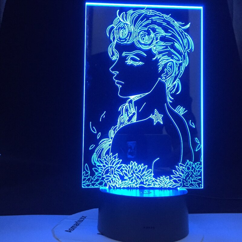 JoJo's Bizarre Adventure Art Gadget con Control remoto, luz nocturna colorida para decoración de habitación, lámpara 3d, luz nocturna Led de Anime