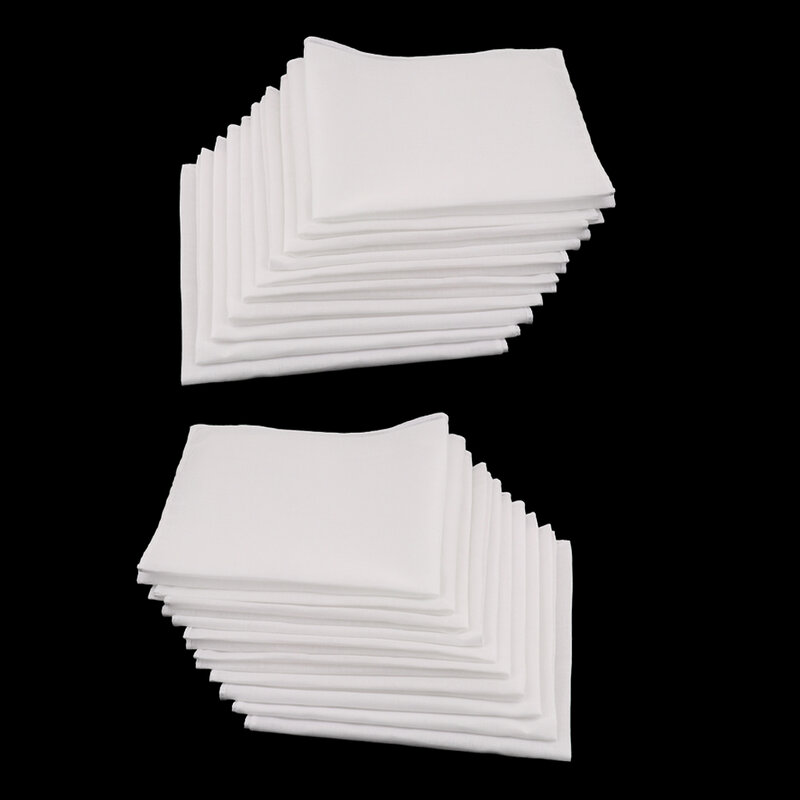 Pañuelos blancos de algodón puro para hombres y mujeres, pañuelos de 20 piezas, pañuelos