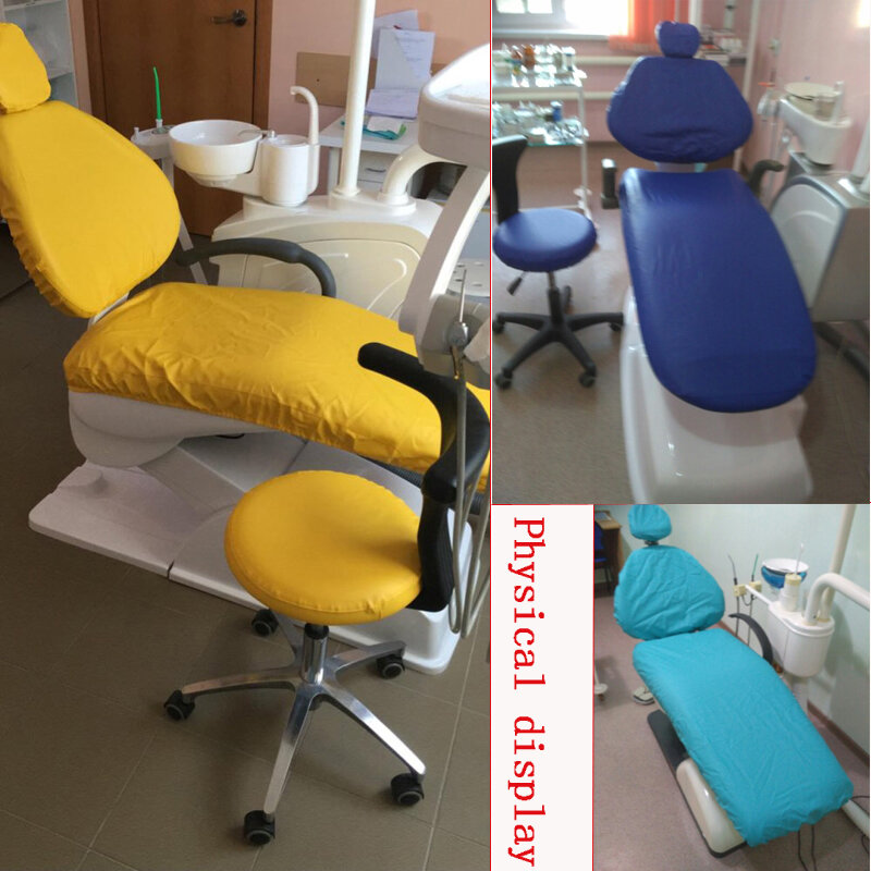 Dental PU Leather Unit Dental Chair Seat Cover Chair Cover Elastic Waterproof Protective Case Protector Dentist Equipment 1 Set