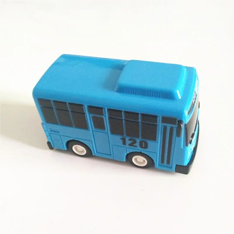 Baru 4 buah/set mainan ko Model mobil Bus kecil plastik tarik belakang biru Tayo merah Gani kuning Lani hijau Rogi Bus Model untuk hadiah bayi