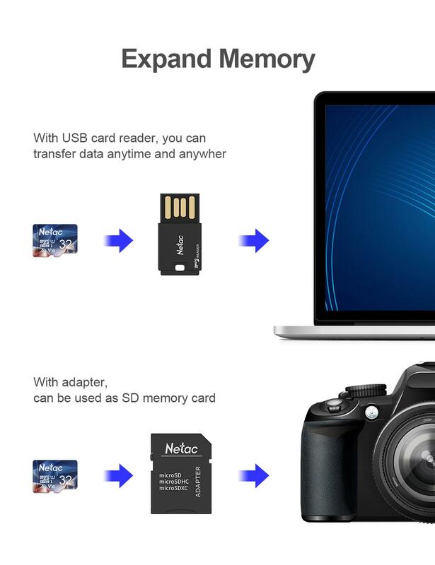 Netac-carte mémoire micro sd de classe 10, 64 go/128 go, Max 128 mo/s, carte mémoire pour smartphone et PC